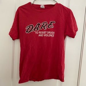 Vintage lightweight red DARE T shirt